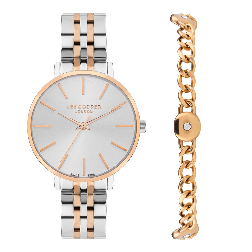 Lee Cooper LC07857.530 Women's Super Metal Silver/Rose Gold Watch - Zamana.pk
