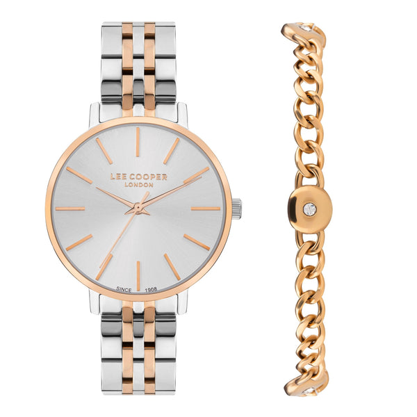 Lee Cooper LC07857.530 Women's Super Metal Silver/Rose Gold Watch - Zamana.pk