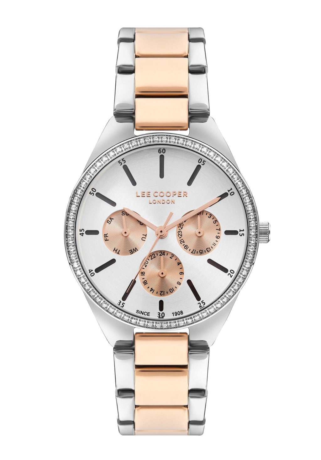 Lee Cooper LC07863.530 Women's Super Metal Silver/Rose Gold Multifunction Watch - Zamana.pk