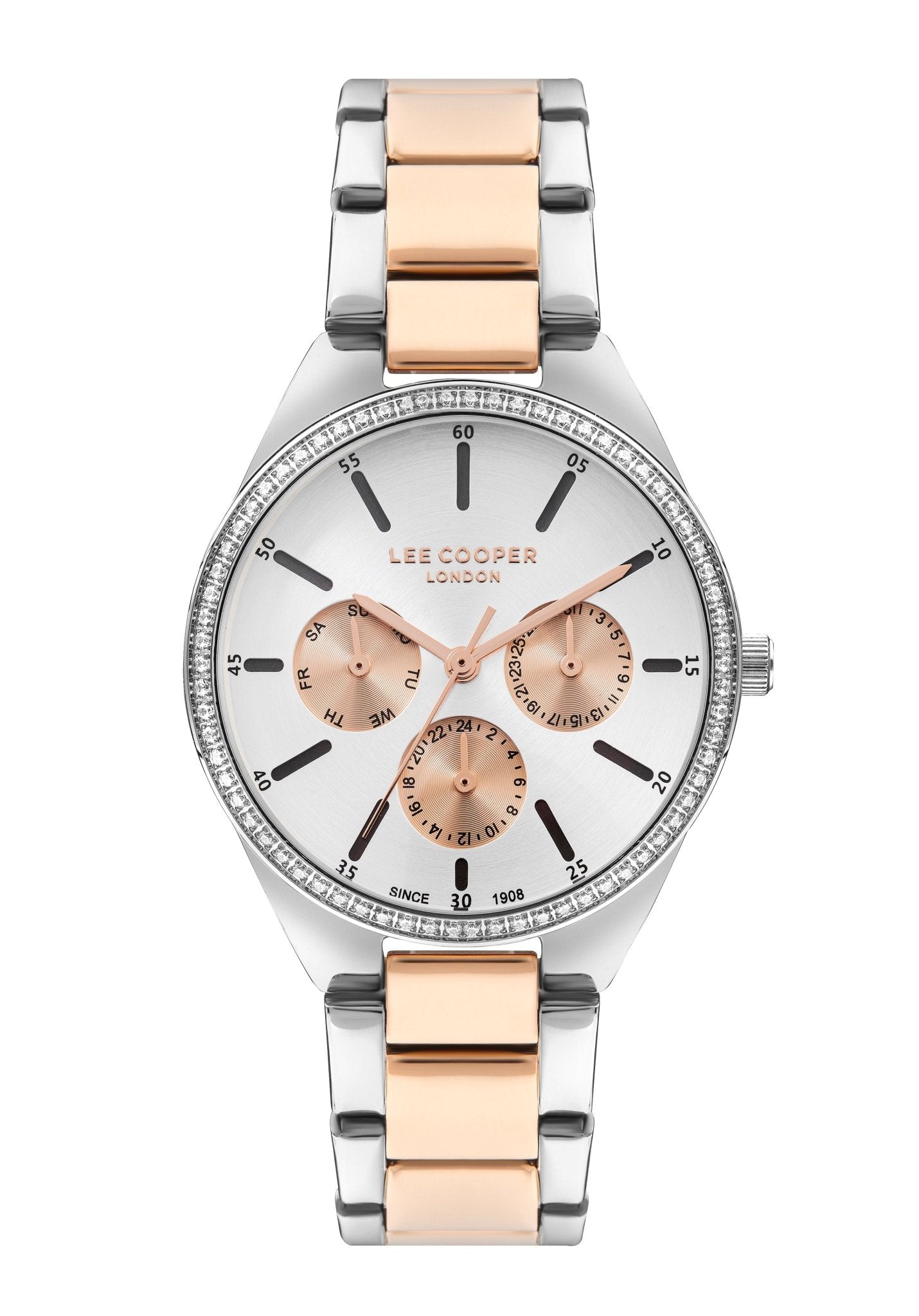 Lee Cooper LC07863.530 Women's Super Metal Silver/Rose Gold Multifunction Watch - Zamana.pk