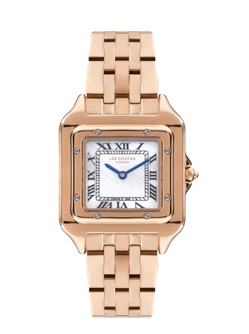Lee Cooper LC07866.420 women's rose gold square dial watch, available at Zamana.pk