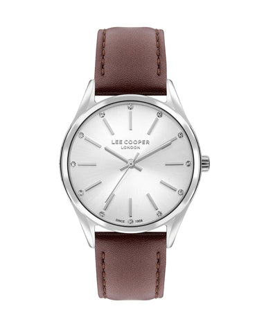 Lee Cooper LC07871.334 Women's Super Metal Silver Leather Watch - Zamana.pk