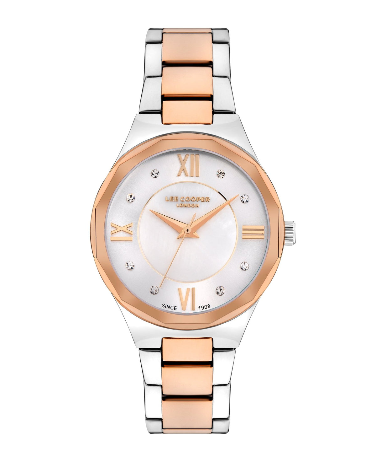 Lee Cooper LC07922.520 Quartz Women Super Metal Case Metal Band White Mop Dail Watch - Zamana.pk
