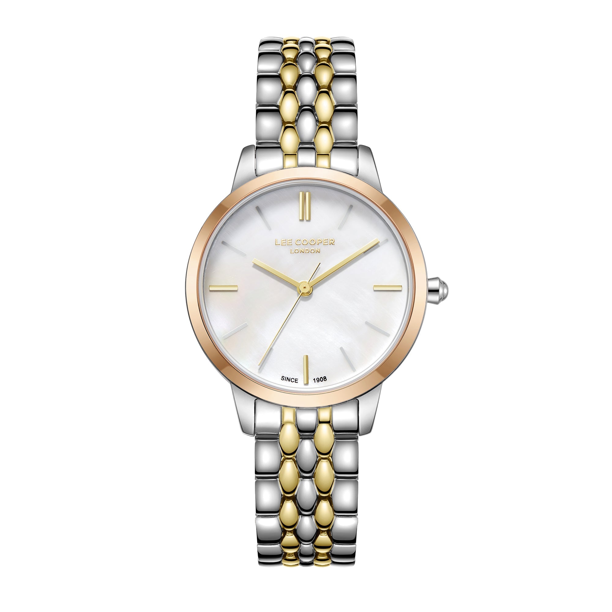 Lee Cooper LC07941.220 Quartz Women Super Metal Case Metal Band White Mop Dail Watch - Zamana.pk