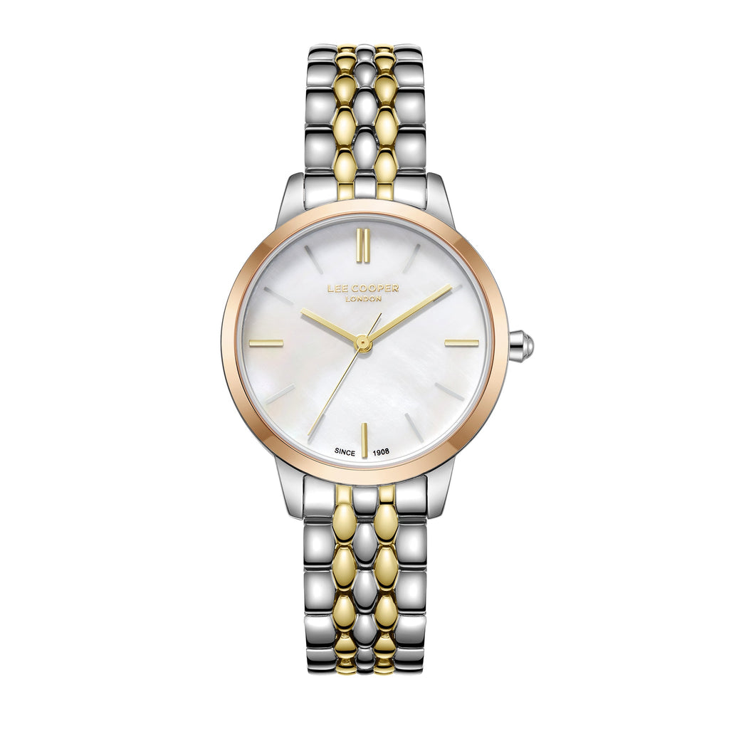 Lee Cooper LC07941.220 Quartz Women Super Metal Case Metal Band White Mop Dail Watch - Zamana.pk
