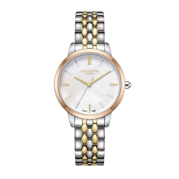 Lee Cooper LC07941.220 Quartz Women Super Metal Case Metal Band White Mop Dail Watch - Zamana.pk