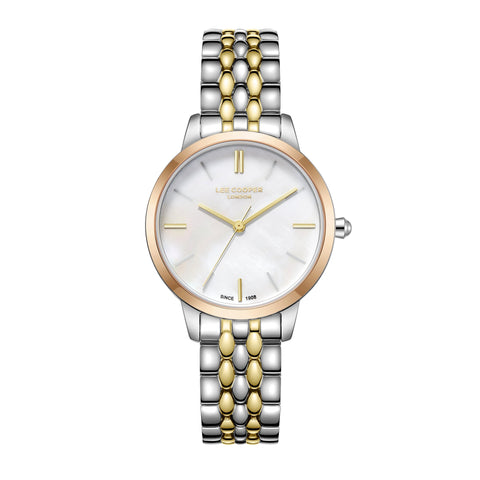 Lee Cooper LC07941.220 Quartz Women Super Metal Case Metal Band White Mop Dail Watch - Zamana.pk