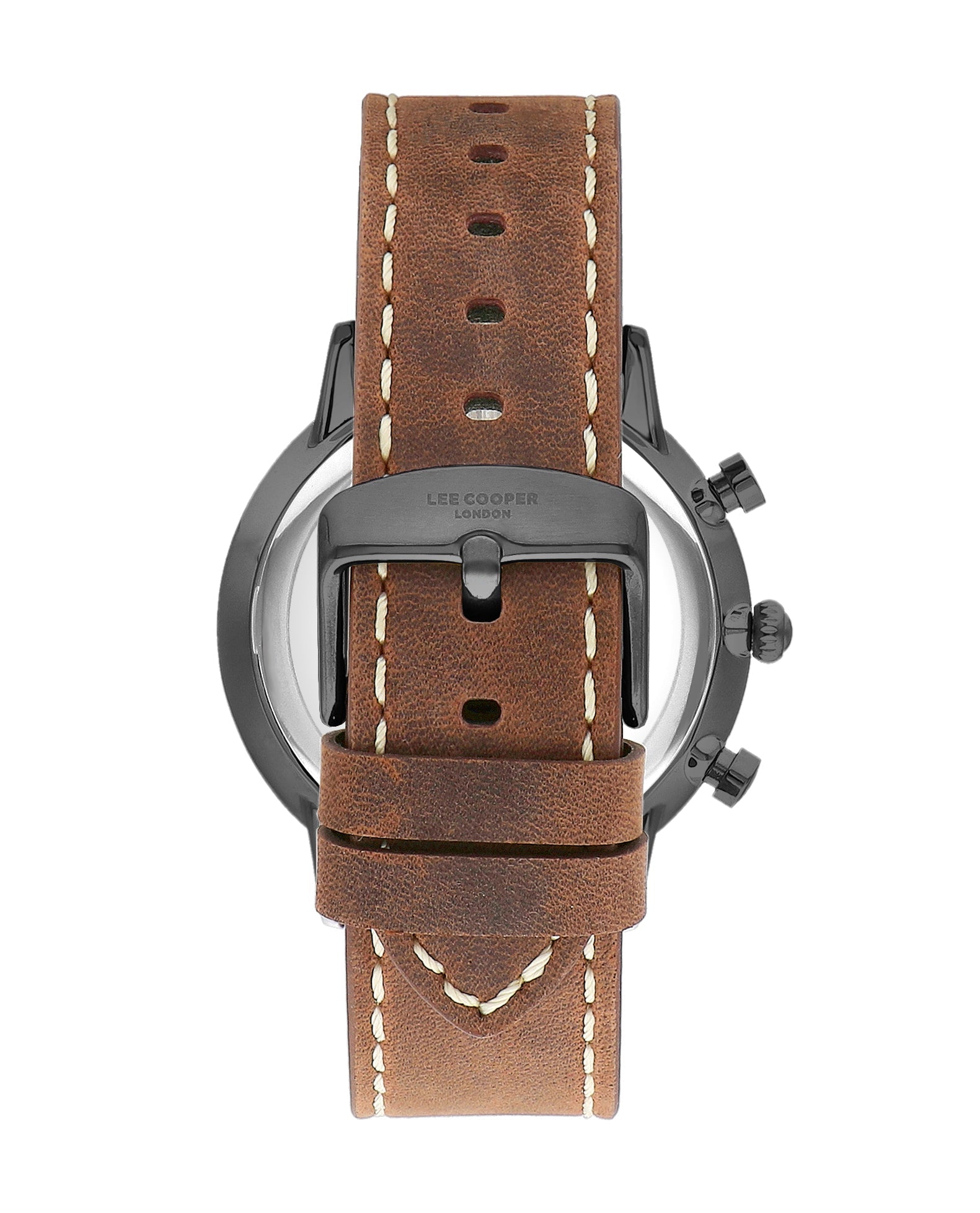 Lee Cooper LC07943.064 Quartz Men Super Metal Case Leather Band Gun Dail Watch - Zamana.pk