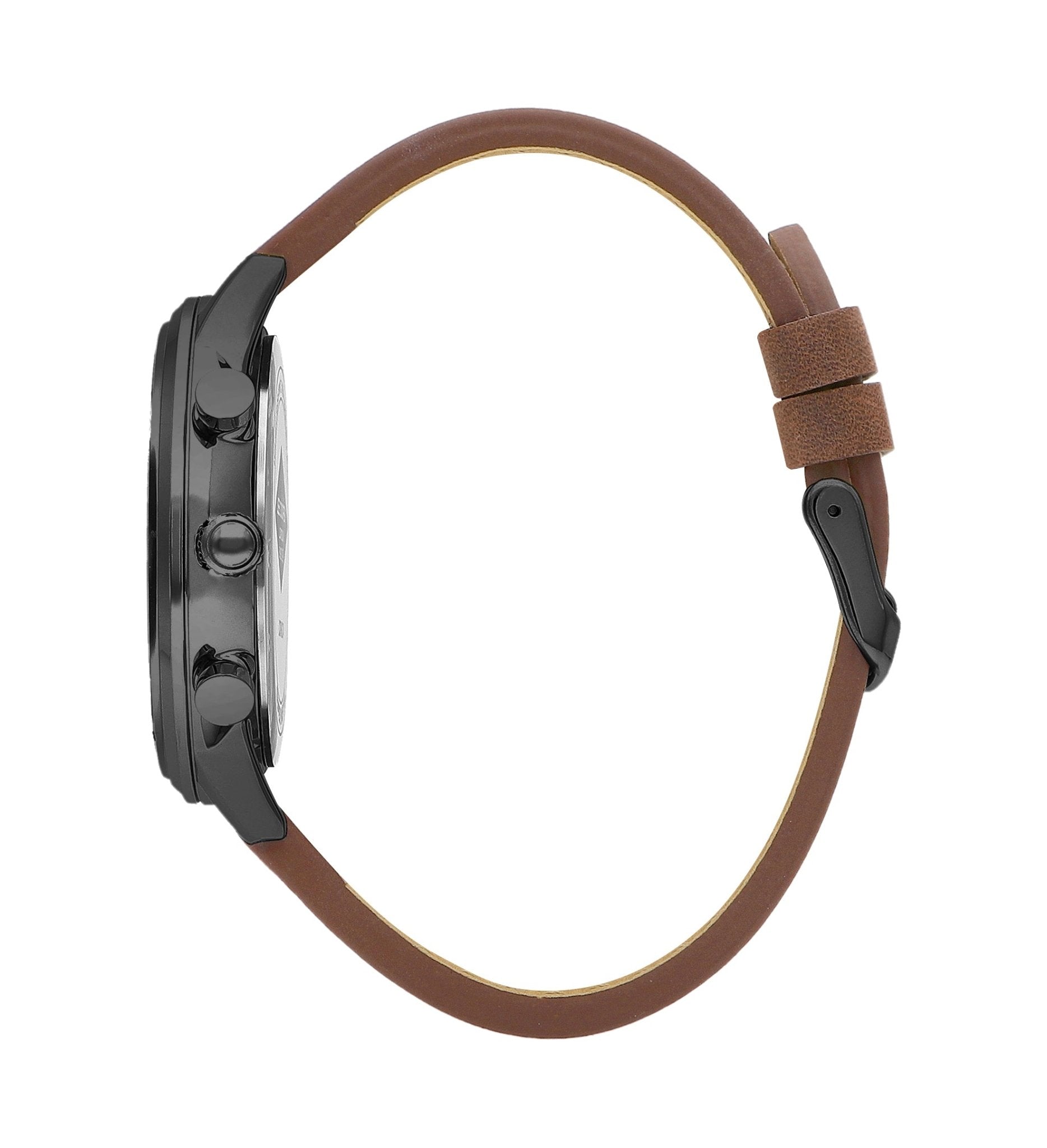 Lee Cooper LC07943.064 Quartz Men Super Metal Case Leather Band Gun Dail Watch - Zamana.pk