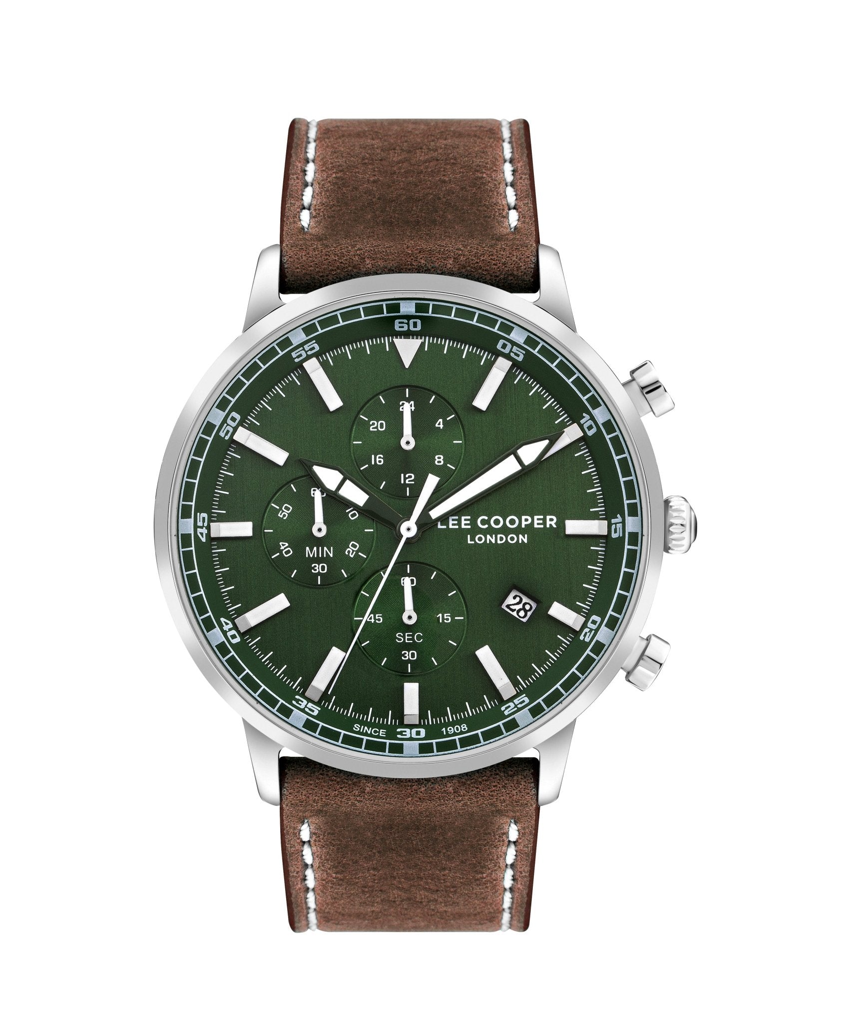 Lee Cooper LC07943.374 Quartz Men Super Metal Case Leather Band Green Dail Watch - Zamana.pk Main image