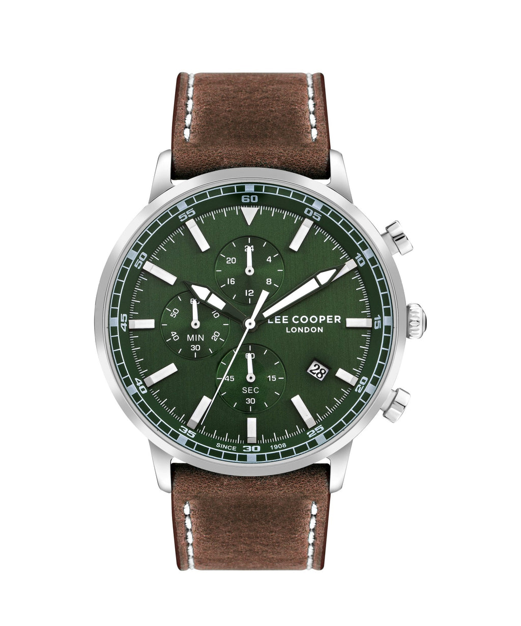 Lee Cooper LC07943.374 Quartz Men Super Metal Case Leather Band Green Dail Watch - Zamana.pk