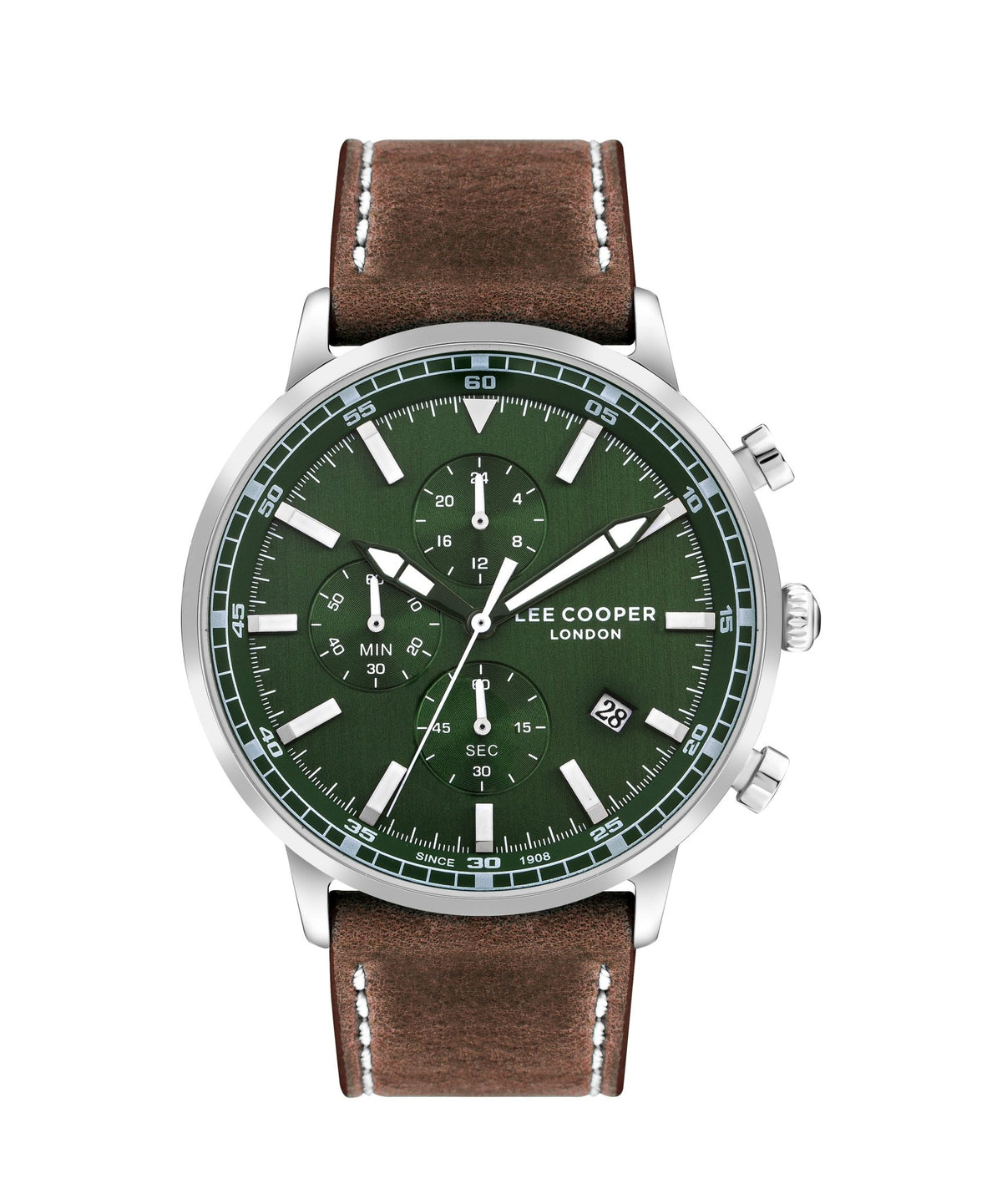 Lee Cooper LC07943.374 Quartz Men Super Metal Case Leather Band Green Dail Watch - Zamana.pk