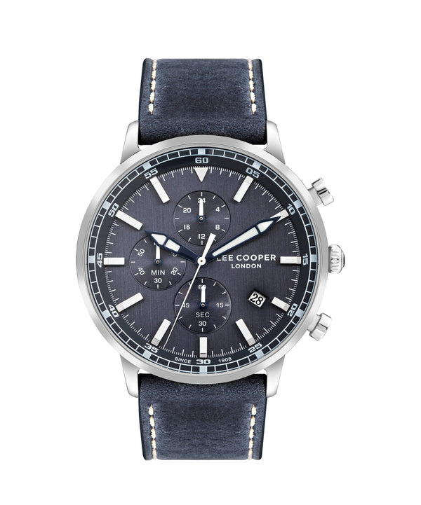 Lee Cooper LC07943.399 Quartz Men Super Metal Case Leather Band Dark Blue Dail Watch - Zamana.pk