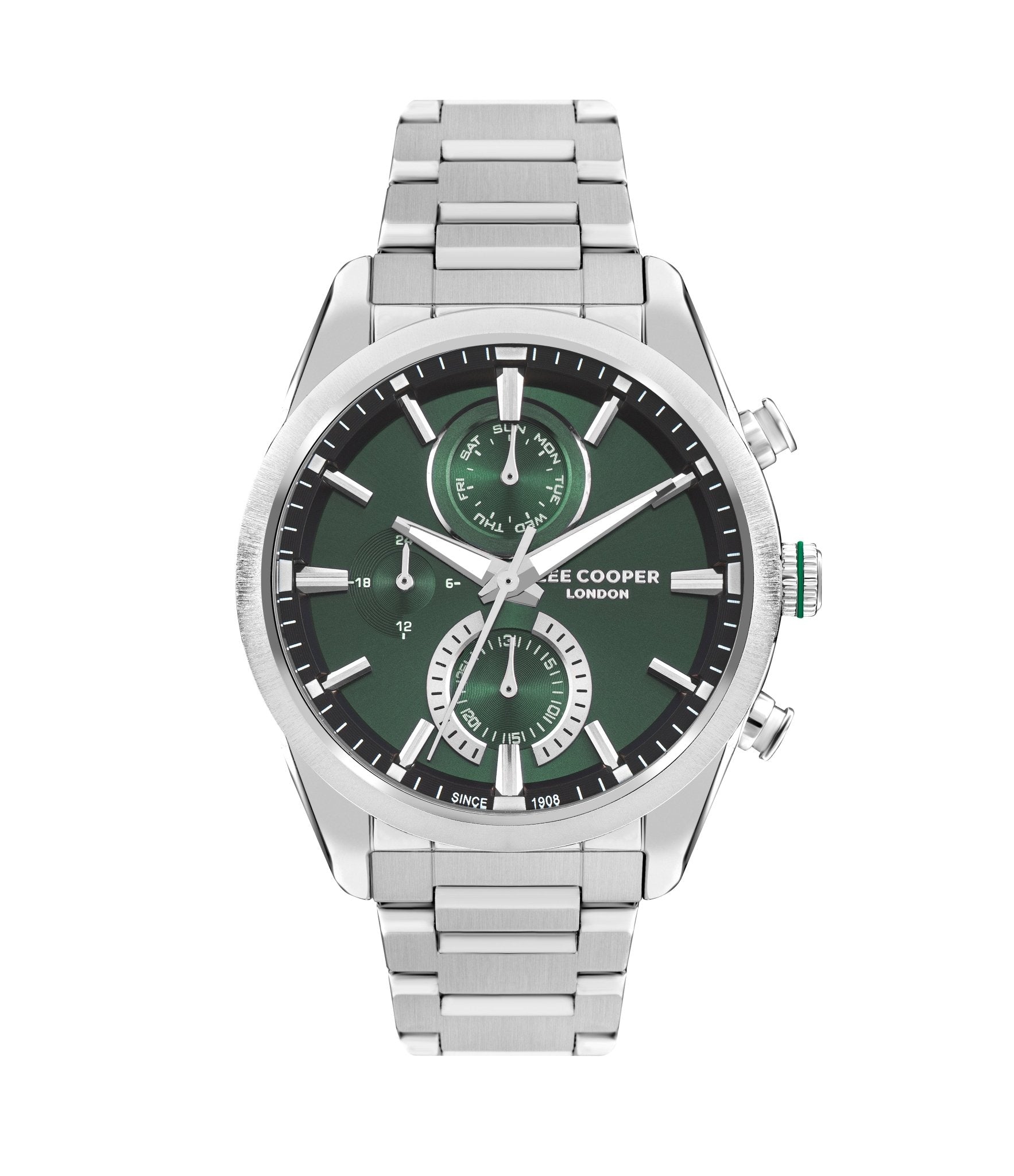 Lee Cooper LC07947.370 Quartz Men Super Metal Case Metal Band Green Dail Watch - Zamana.pk Main image