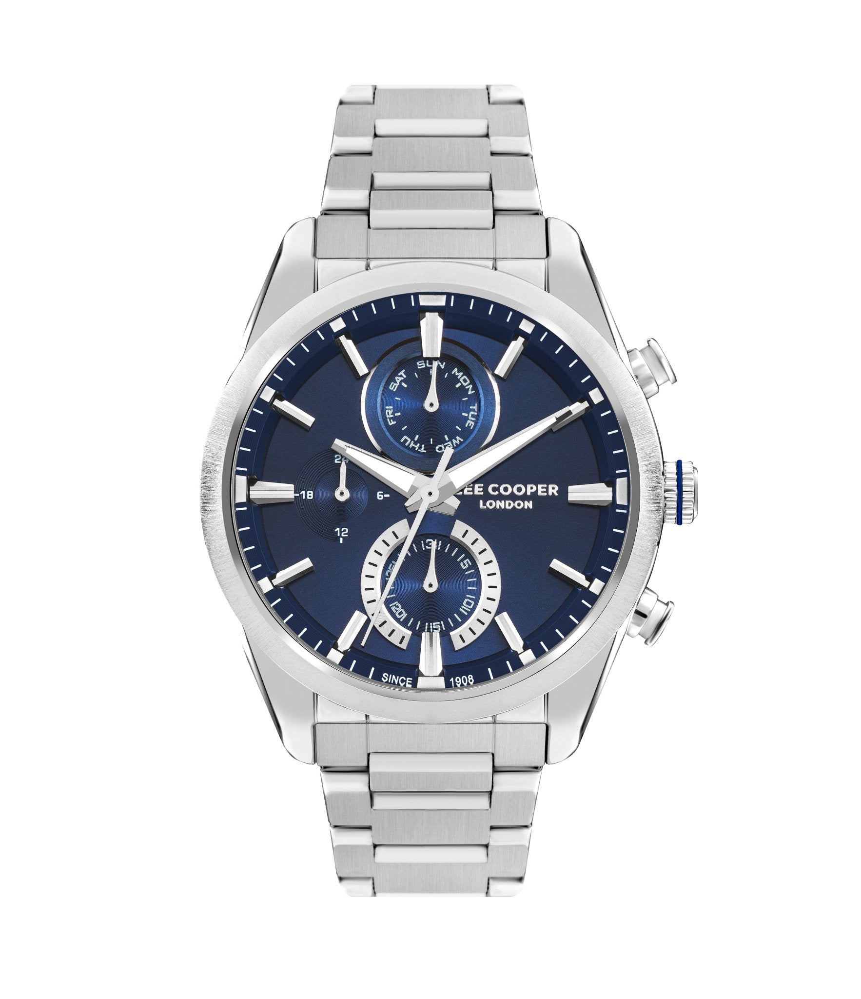 Lee Cooper LC07947.390 Quartz Men Super Metal Case Metal Band Dark Blue Dail Watch - Zamana.pk Main image