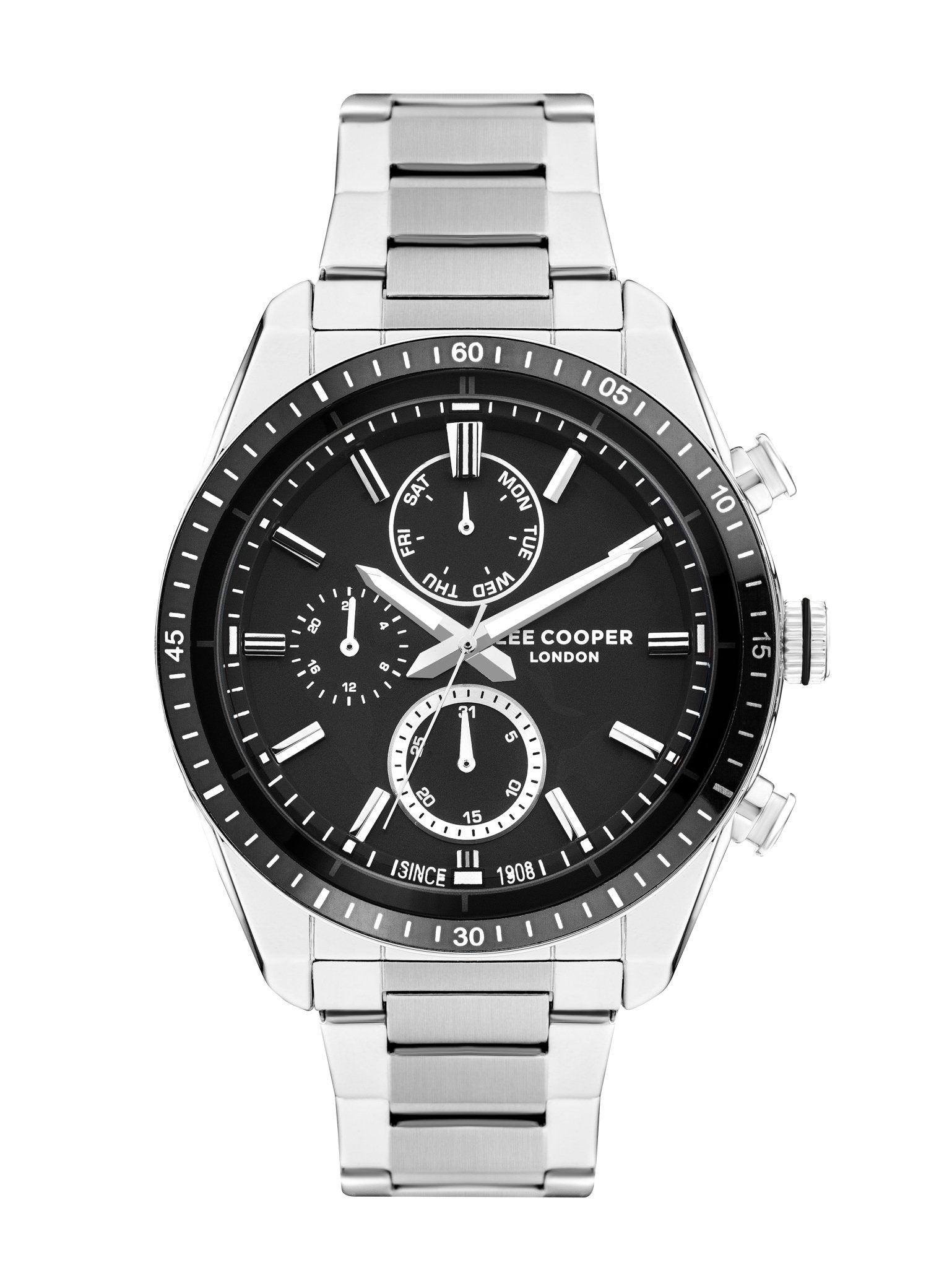 Lee Cooper LC07949.380 Quartz Men Super Metal Case Metal Band Black Dail Watch - Zamana.pk Main image
