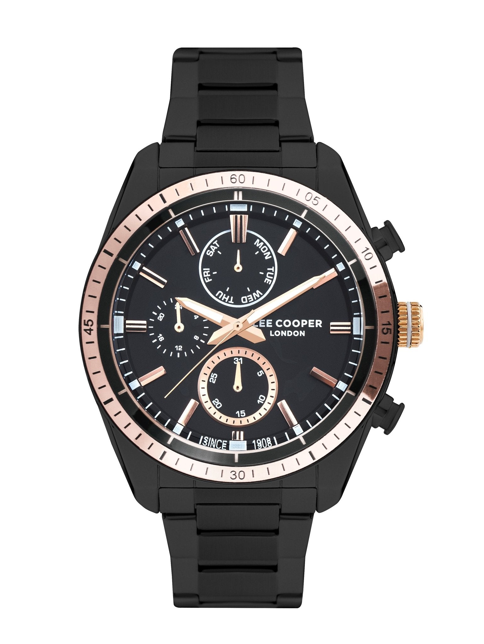 Lee Cooper LC07949.650 Quartz Men Super Metal Case Metal Band Black Dail Watch - Zamana.pk Main image
