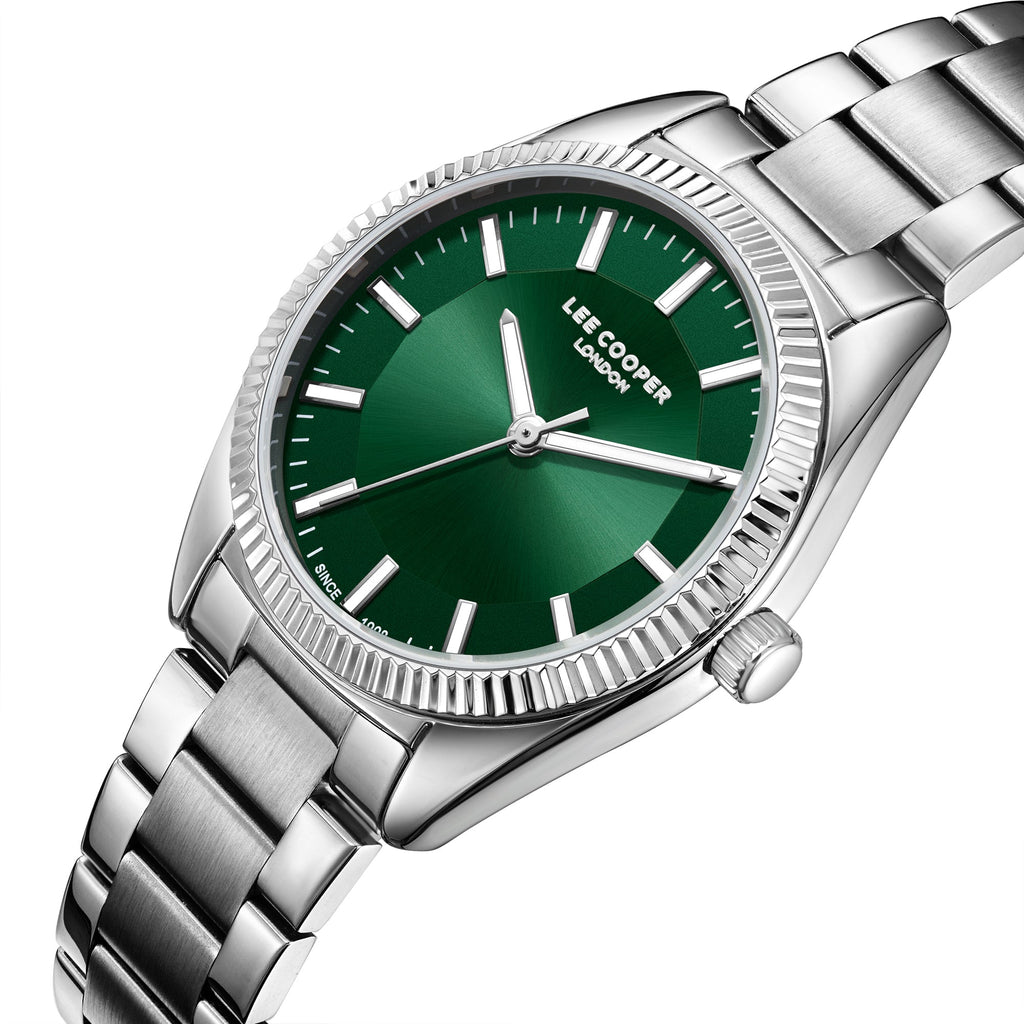 Lee Cooper LC07951.370 Quartz Women Super Metal Case Metal Band Green Dail Watch - Zamana.pk