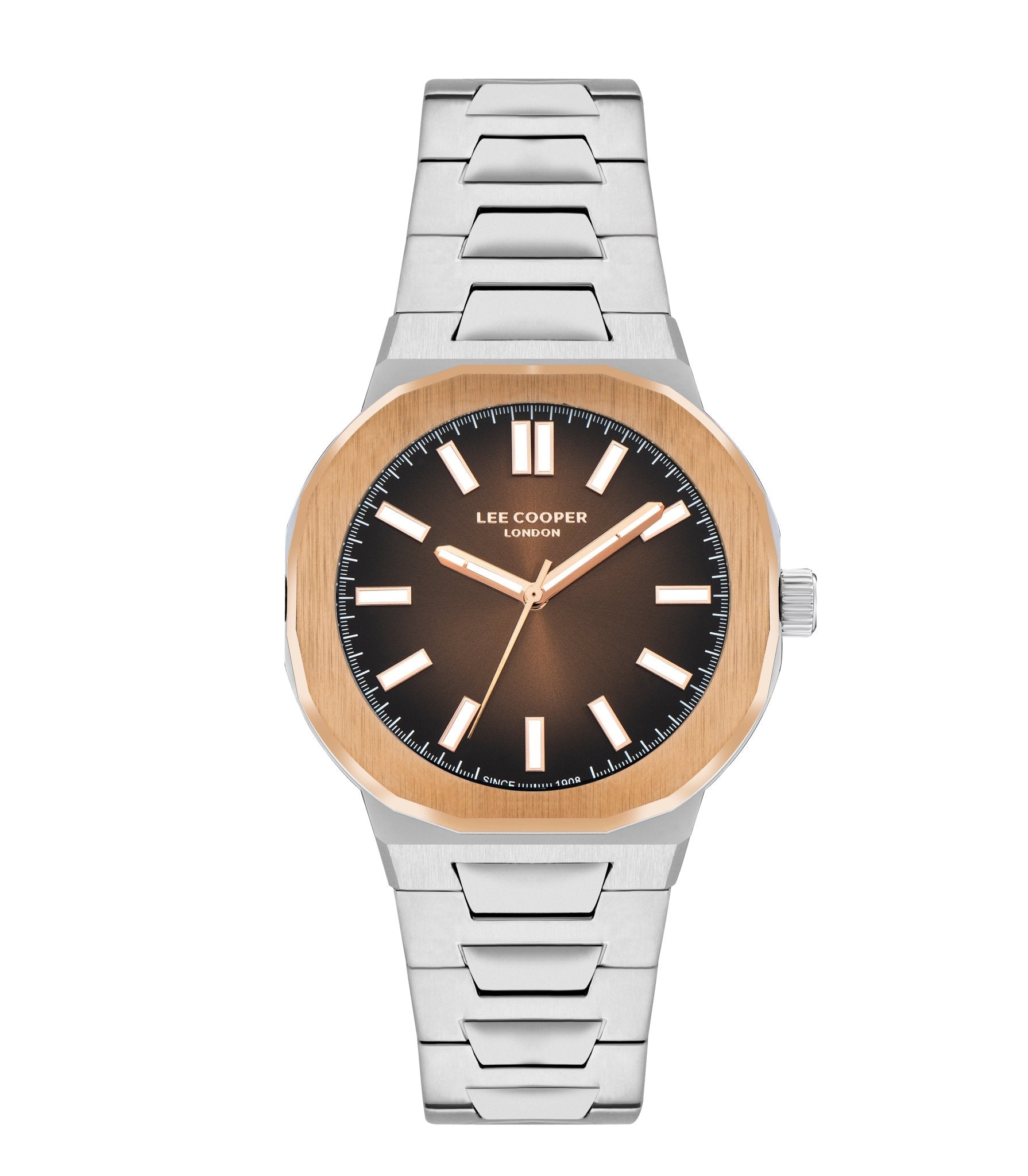 Lee Cooper LC07952.540 Quartz Men Super Metal Case Metal Band Brown Dail Watch - Zamana.pk Main image