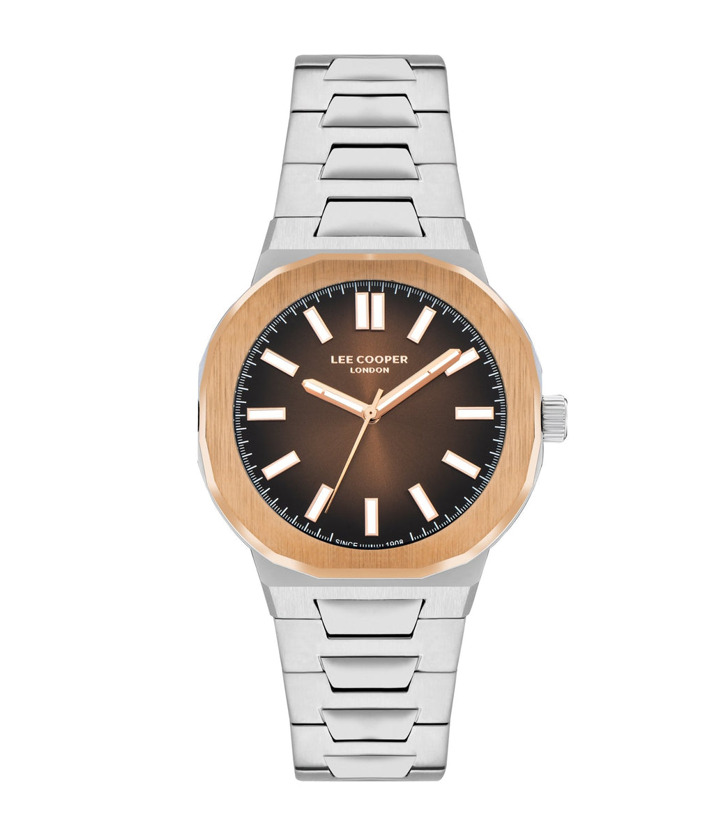 Lee Cooper LC07952.540 Quartz Men Super Metal Case Metal Band Brown Dail Watch - Zamana.pk