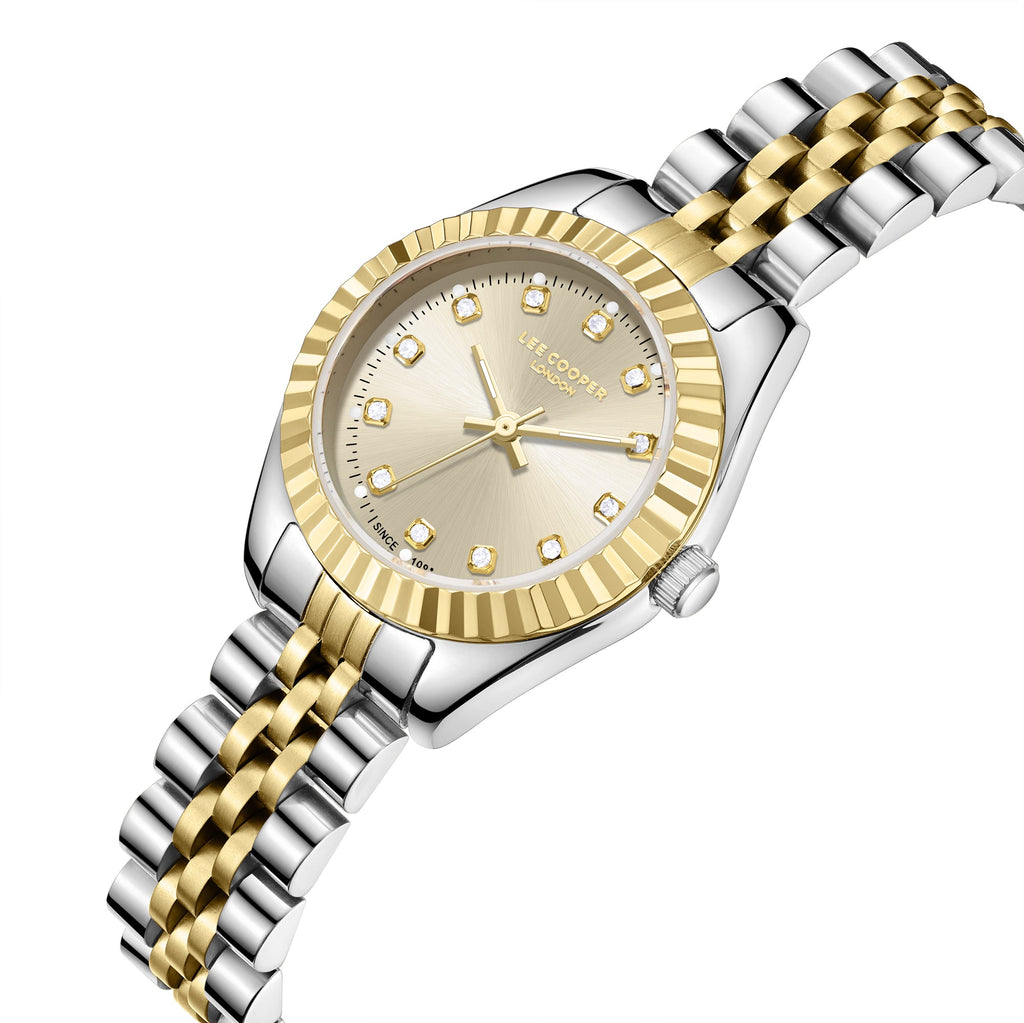 Lee Cooper LC07956.210 Quartz Women Super Metal Case Metal Band Gold Dail Watch - Zamana.pk