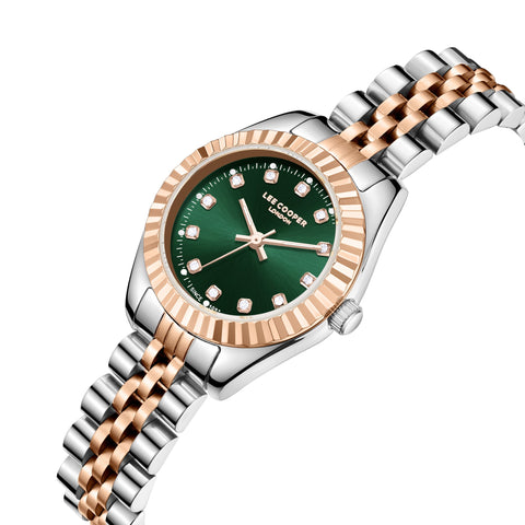Lee Cooper LC07956.570 Quartz Women Super Metal Case Metal Band Green Dail Watch - Zamana.pk