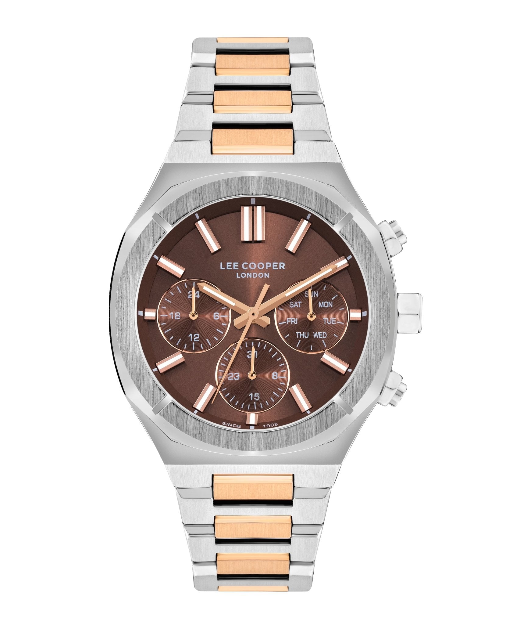 Lee Cooper LC07959.540 Quartz Men Super Metal Case Metal Band Brown Dail Watch - Zamana.pk Main image
