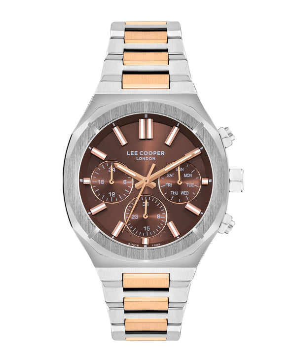 Lee Cooper LC07959.540 Quartz Men Super Metal Case Metal Band Brown Dail Watch - Zamana.pk