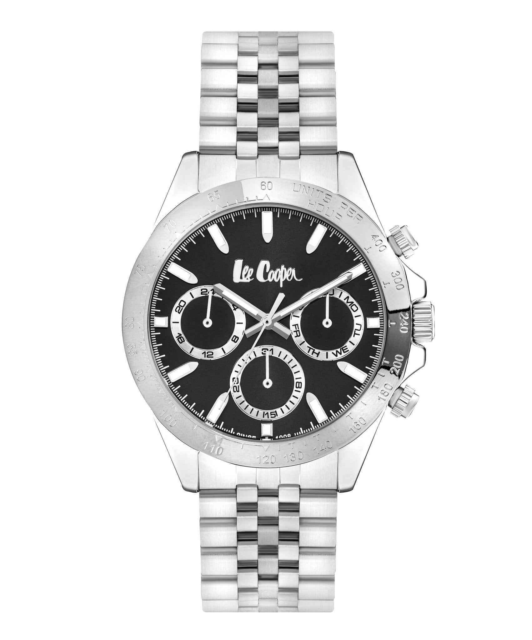 Lee Cooper LC07963.350 Quartz Men Super Metal Case Metal Band Black Dail Watch - Zamana.pk Main image
