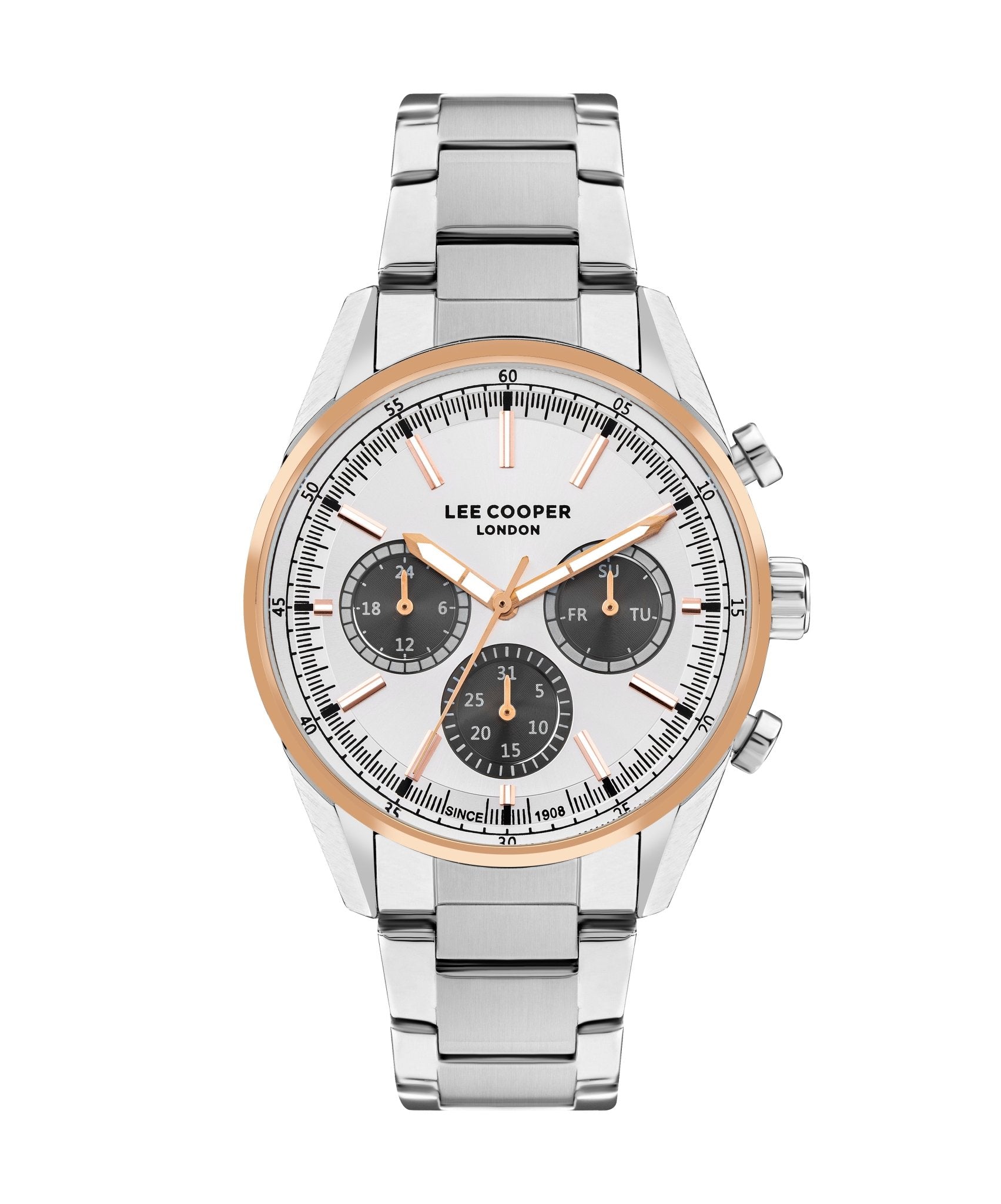 Lee Cooper LC07986.530 Quartz Men Super Metal Case Metal Band Silver Dail Watch - Zamana.pk Main image