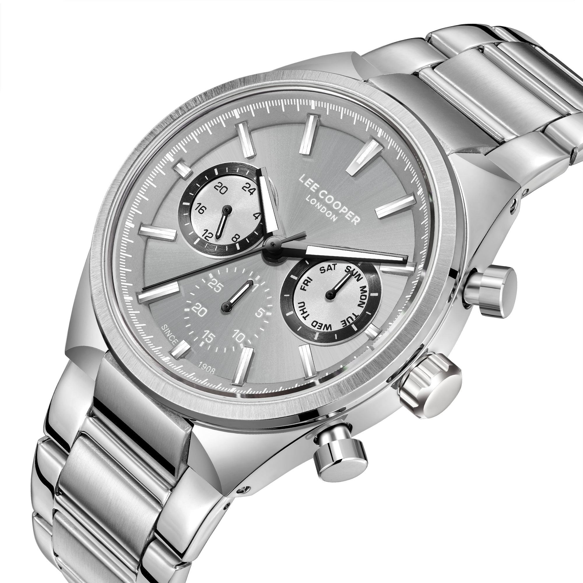 Lee Cooper LC08174.360 Men's Silver Band & Clasp Detail - Zamana