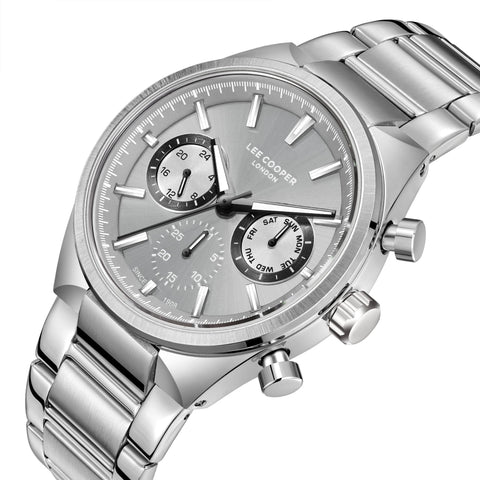 Lee Cooper LC08174.360 Men's Silver Band & Clasp Detail - Zamana