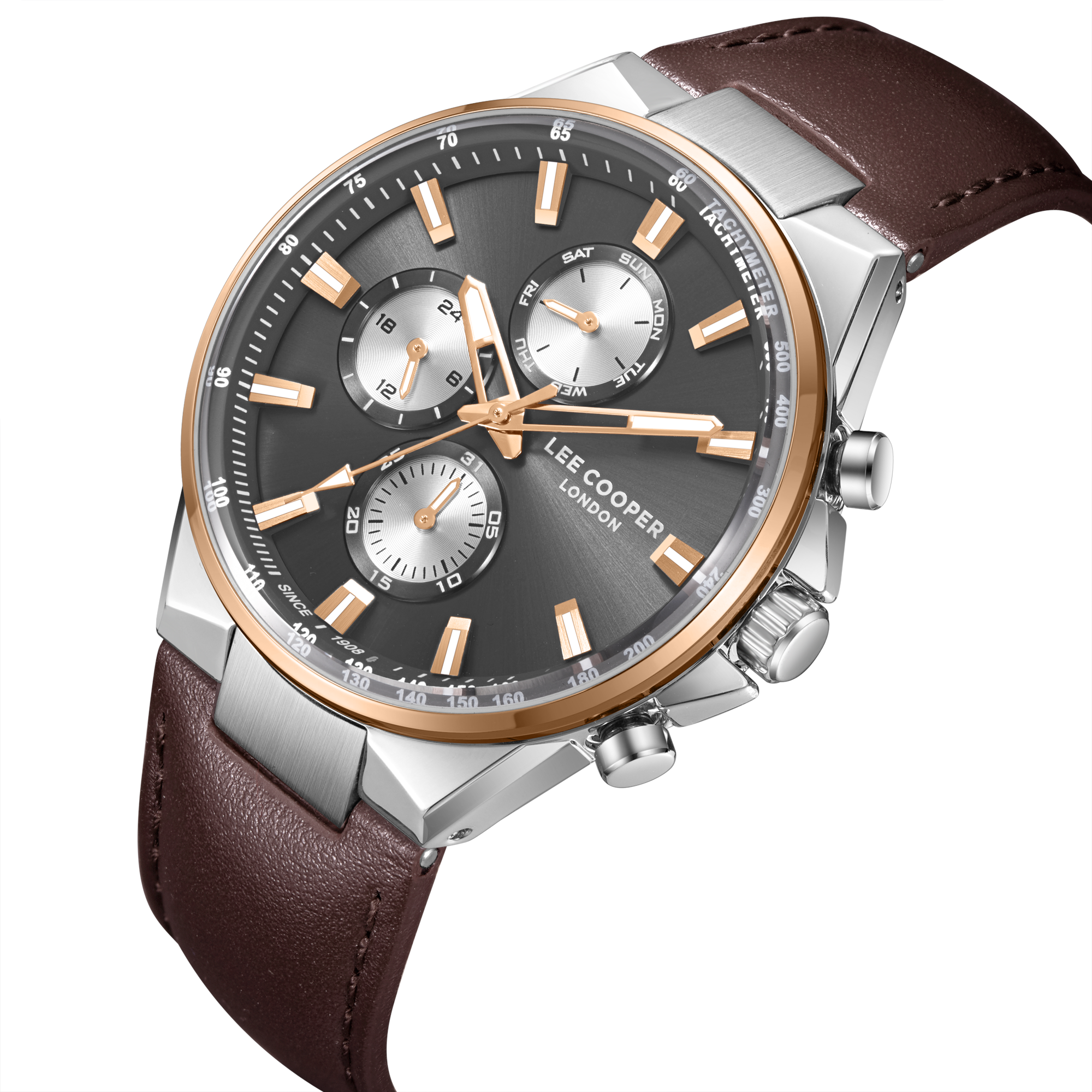 Lee Cooper LC08223.562 Men's Dark Brown Leather Strap Watch Secondary image