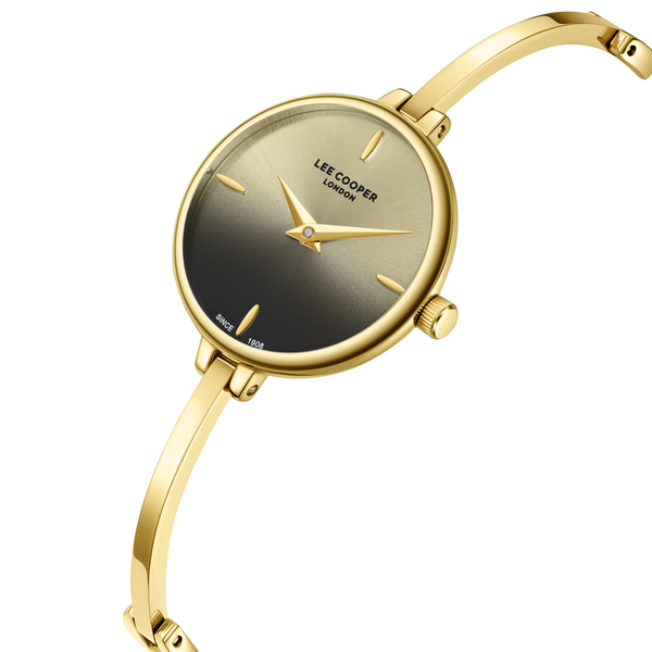 Lee Cooper LC08350.150 Women's Gold To Black Dial & Strap Detail - Zamana