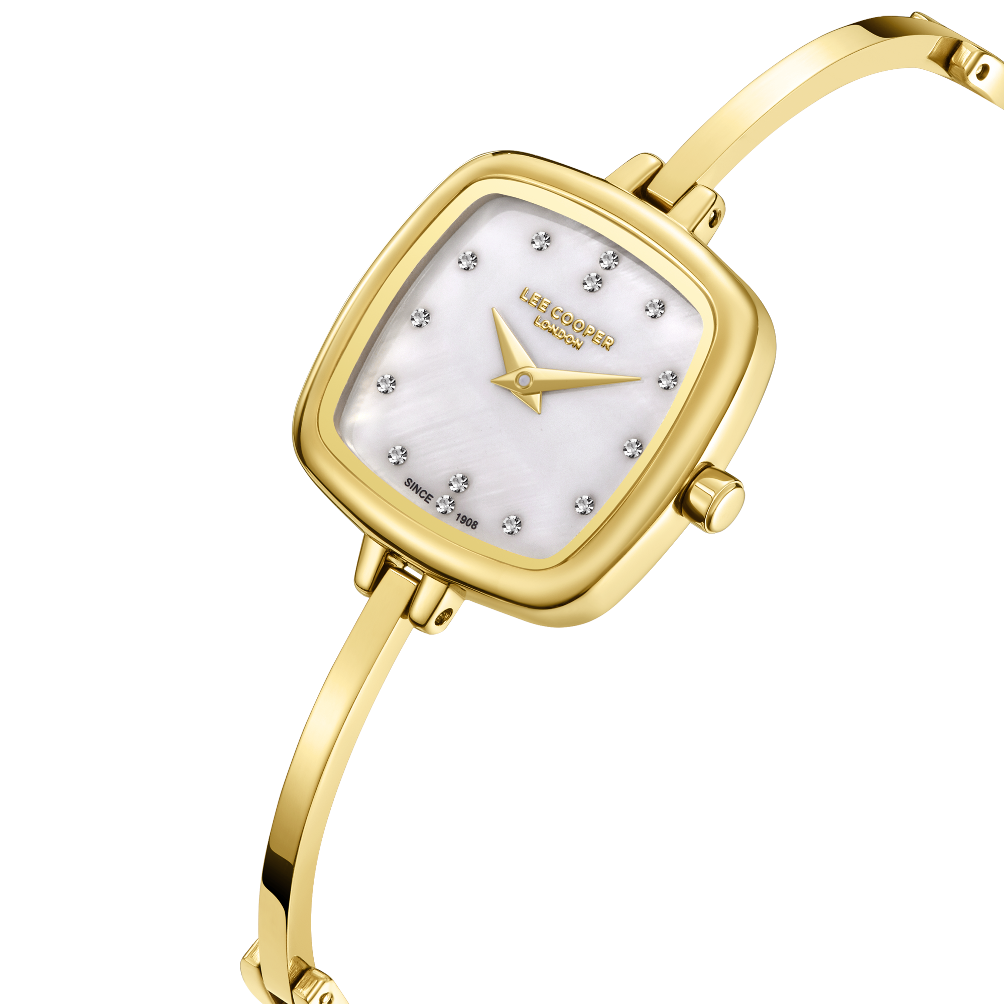 Lee Cooper LC08353.120 Women's White Mop Dial Gold Strap Watch Secondary image