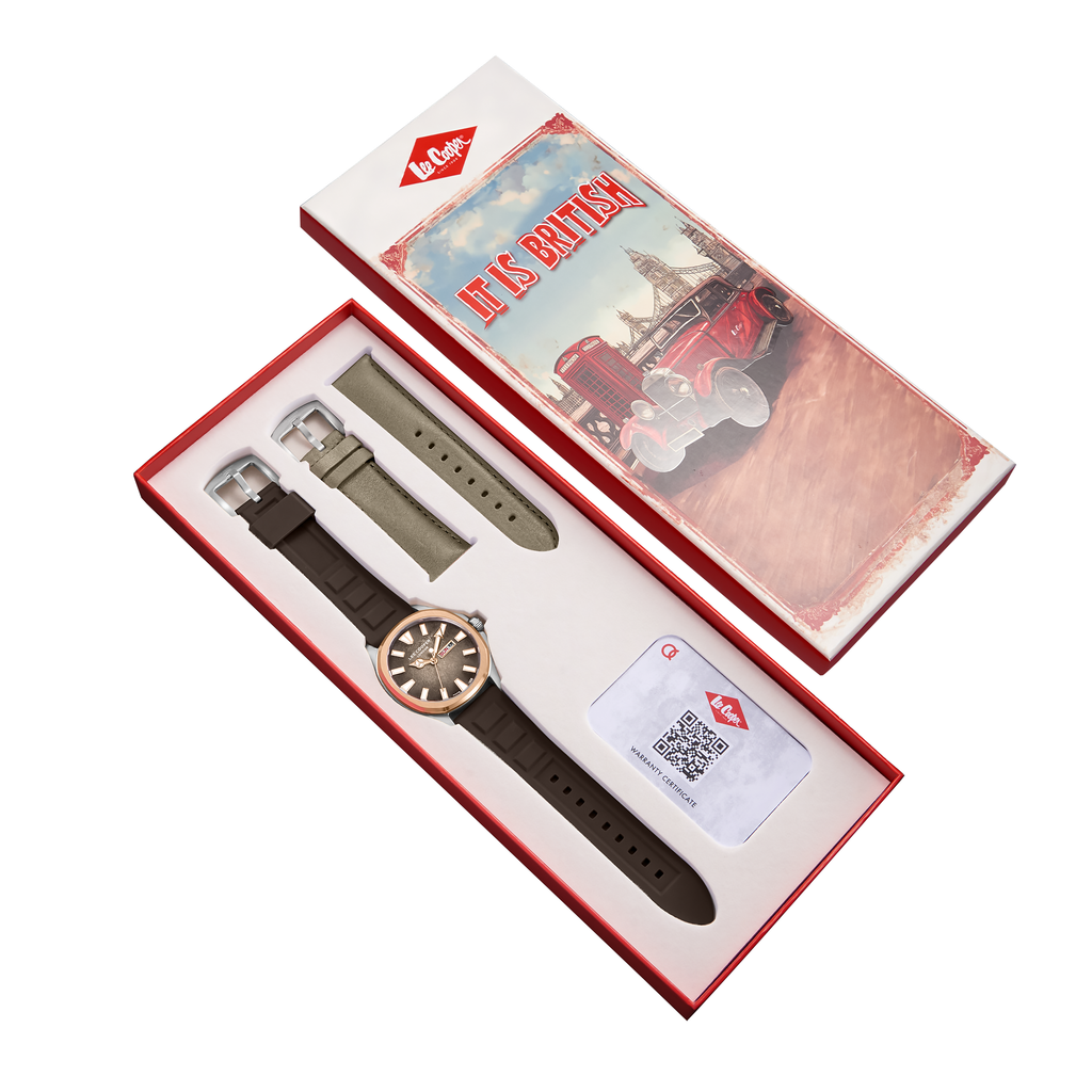 Lee Cooper LC08364.542 Men's Grey to Brown Silicone Strap Watch - Photo 5 - Zamana