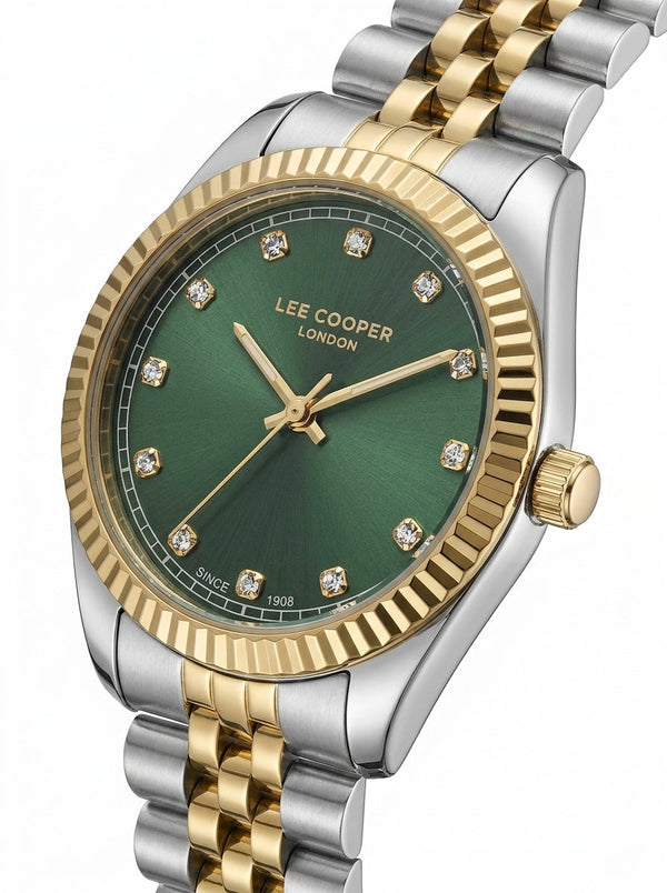Lee Cooper LC08400.270 Women's Green Dial Silver/Gold Strap Watch - Photo 4 - Zamana