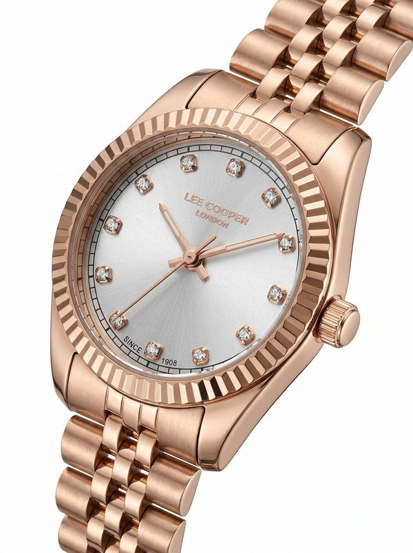 Lee Cooper LC08400.430 Women's Silver Dial Metal Strap Watch - Photo 4 - Zamana