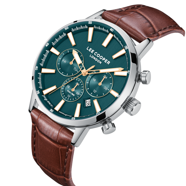 Lee Cooper LC08401.392 Stainless Steel Case & Leather Strap Detail - Zamana