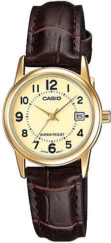 LTP - V002GL - 9BUDF Casio Women's LTPV002GL - 9B Brown Leather Quartz Watch - Zamana.pk