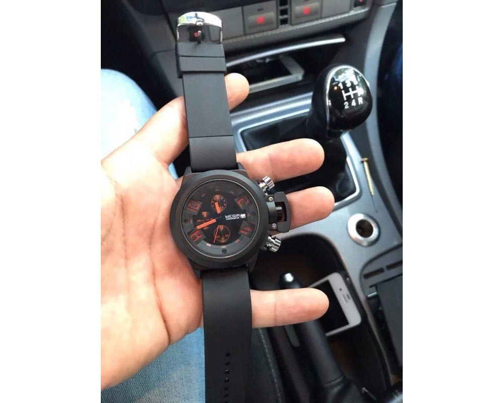 MEGIR 2002 Silicone Band Analog Chronograph Stop Watch Military Army Stylish Mens Watches - Zamana.pk
