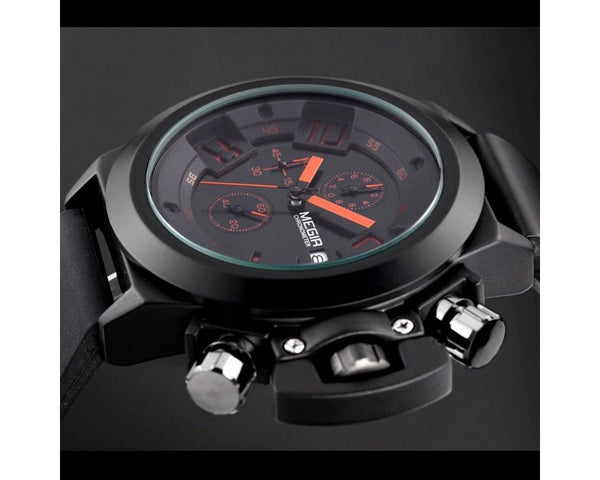 MEGIR 2002 Silicone Band Analog Chronograph Stop Watch Military Army Stylish Mens Watches - Zamana.pk