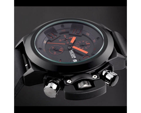 MEGIR 2002 Silicone Band Analog Chronograph Stop Watch Military Army Stylish Mens Watches - Zamana.pk