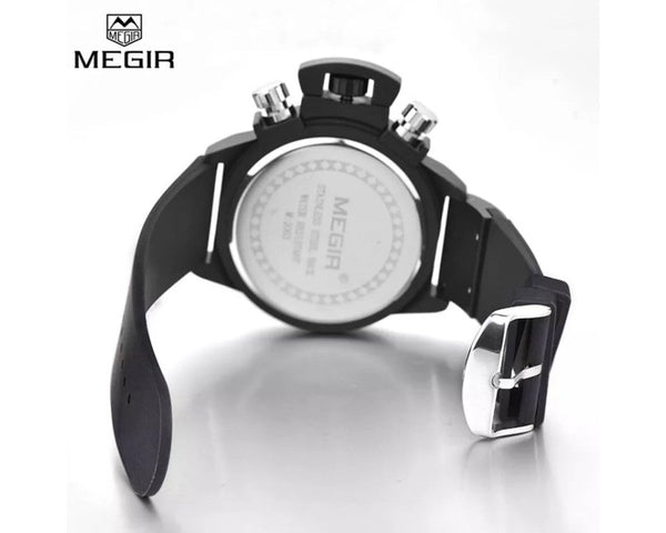 MEGIR 2002 Silicone Band Analog Chronograph Stop Watch Military Army Stylish Mens Watches - Zamana.pk