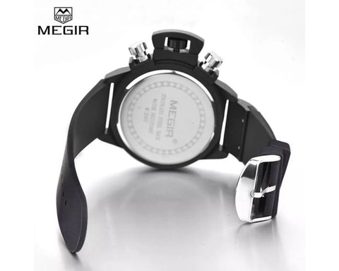 MEGIR 2002 Silicone Band Analog Chronograph Stop Watch Military Army Stylish Mens Watches - Zamana.pk