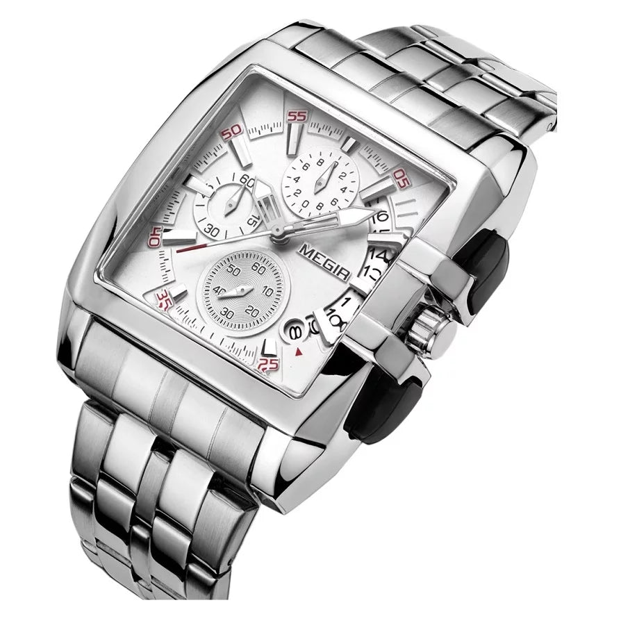 MEGIR 2018 Men's Chronograph Analog Quartz Watch, Stainless Steel, Waterproof Wristwatch - Zamana.pk