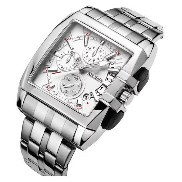 MEGIR 2018 Men's Chronograph Analog Quartz Watch, Stainless Steel, Waterproof Wristwatch - Zamana.pk