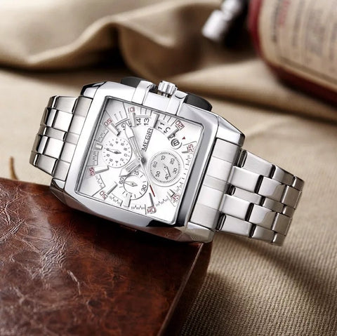 MEGIR 2018 Men's Chronograph Analog Quartz Watch, Stainless Steel, Waterproof Wristwatch - Zamana.pk