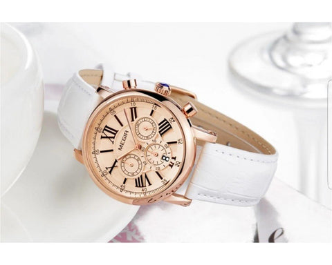 MEGIR 2058 Women Relogio Feminino Wristwatches (White) - Zamana.pk