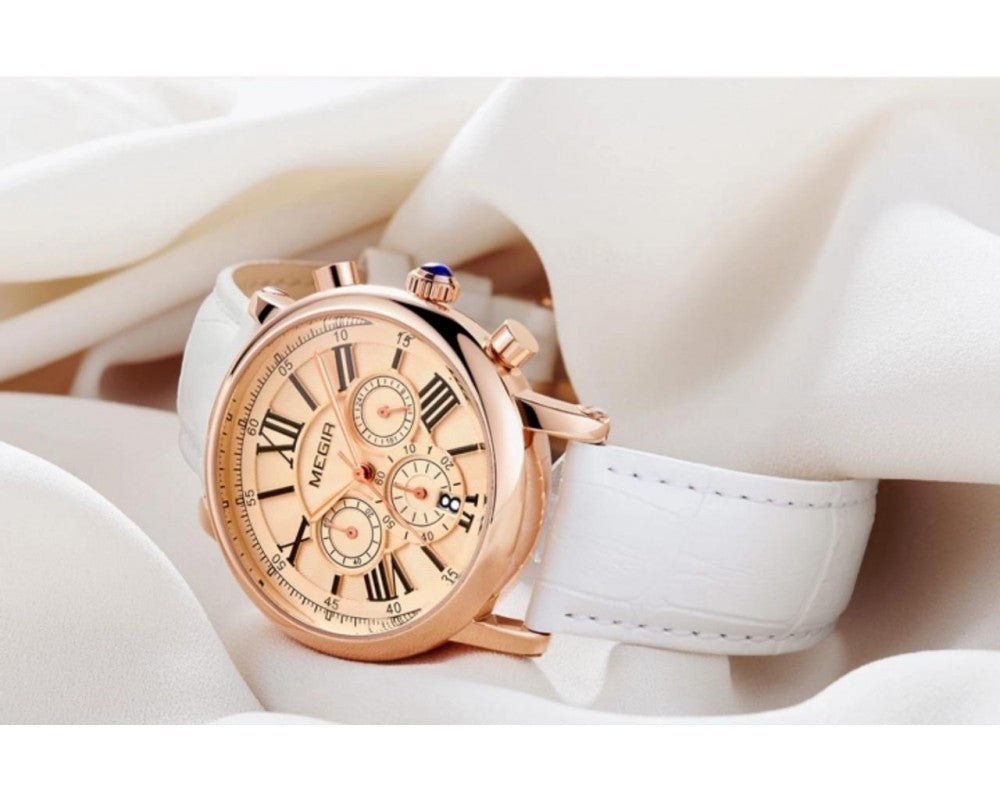 MEGIR 2058  Women Relogio Feminino Wristwatches (White) Secondary image